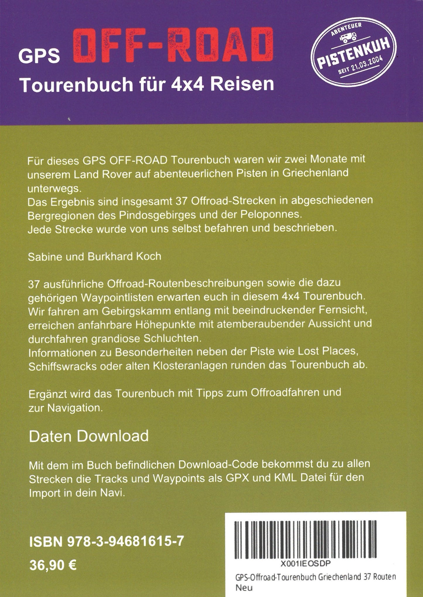 GPS Offroad Tourenbuch Griechenland