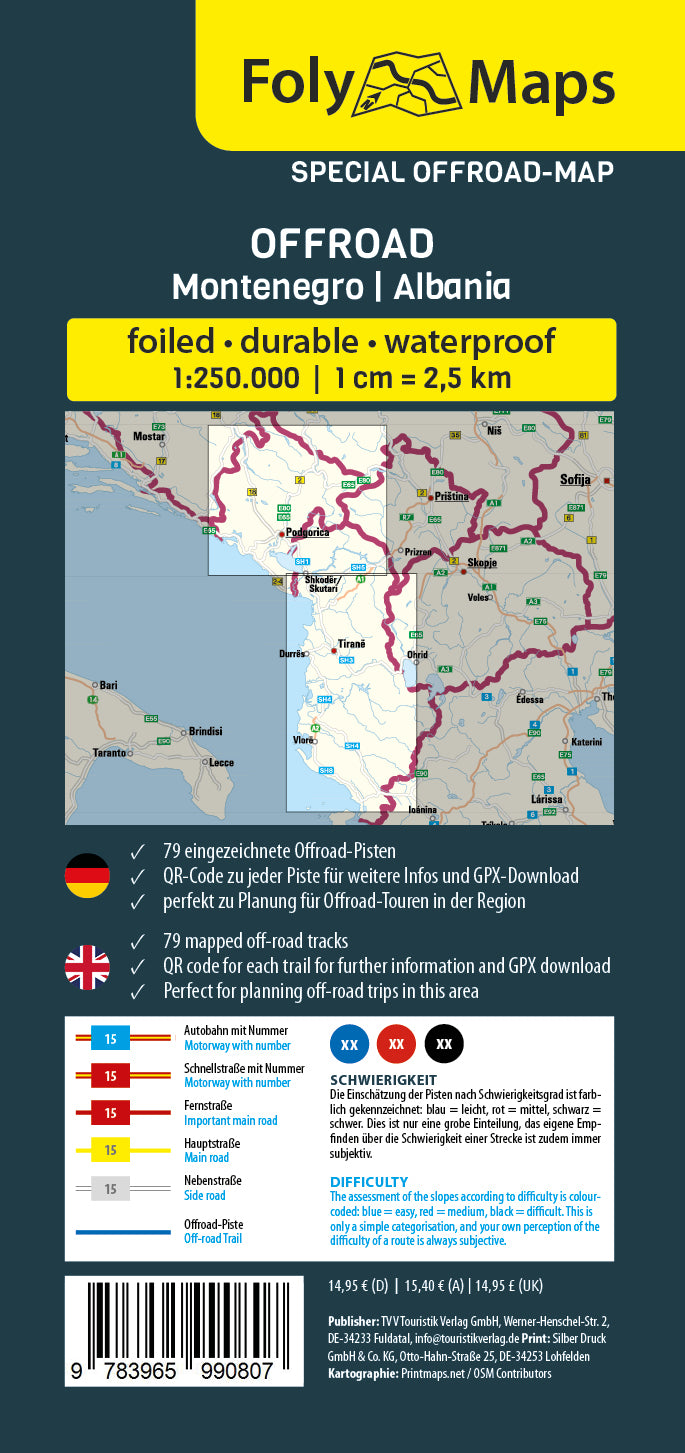 FolyMaps OFFROAD Karte Montenegro | Albanien