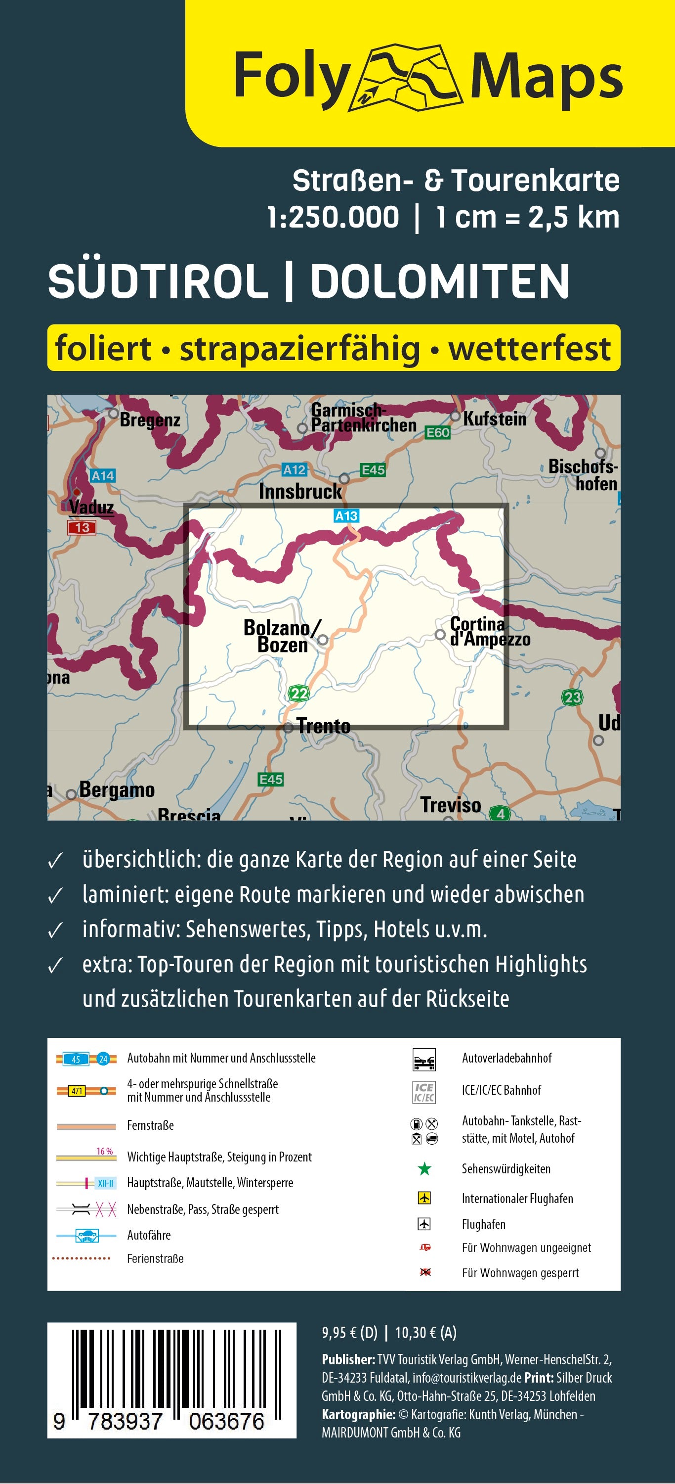 FolyMaps Karte Südtirol | Dolomiten