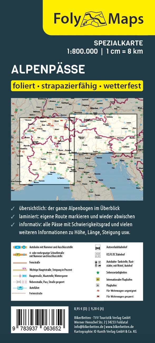 FolyMaps Karte Alpenpässe Spezialkarte