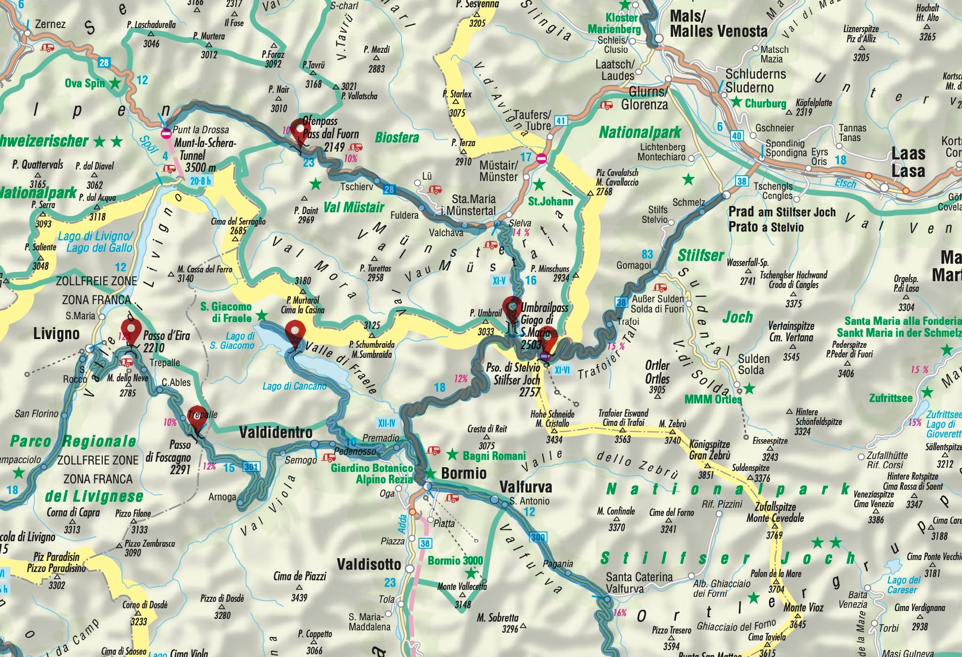 alpenpässe karte rennrad FolyMaps Motorradkarten SET Alpenpässe – Touristik Verlag