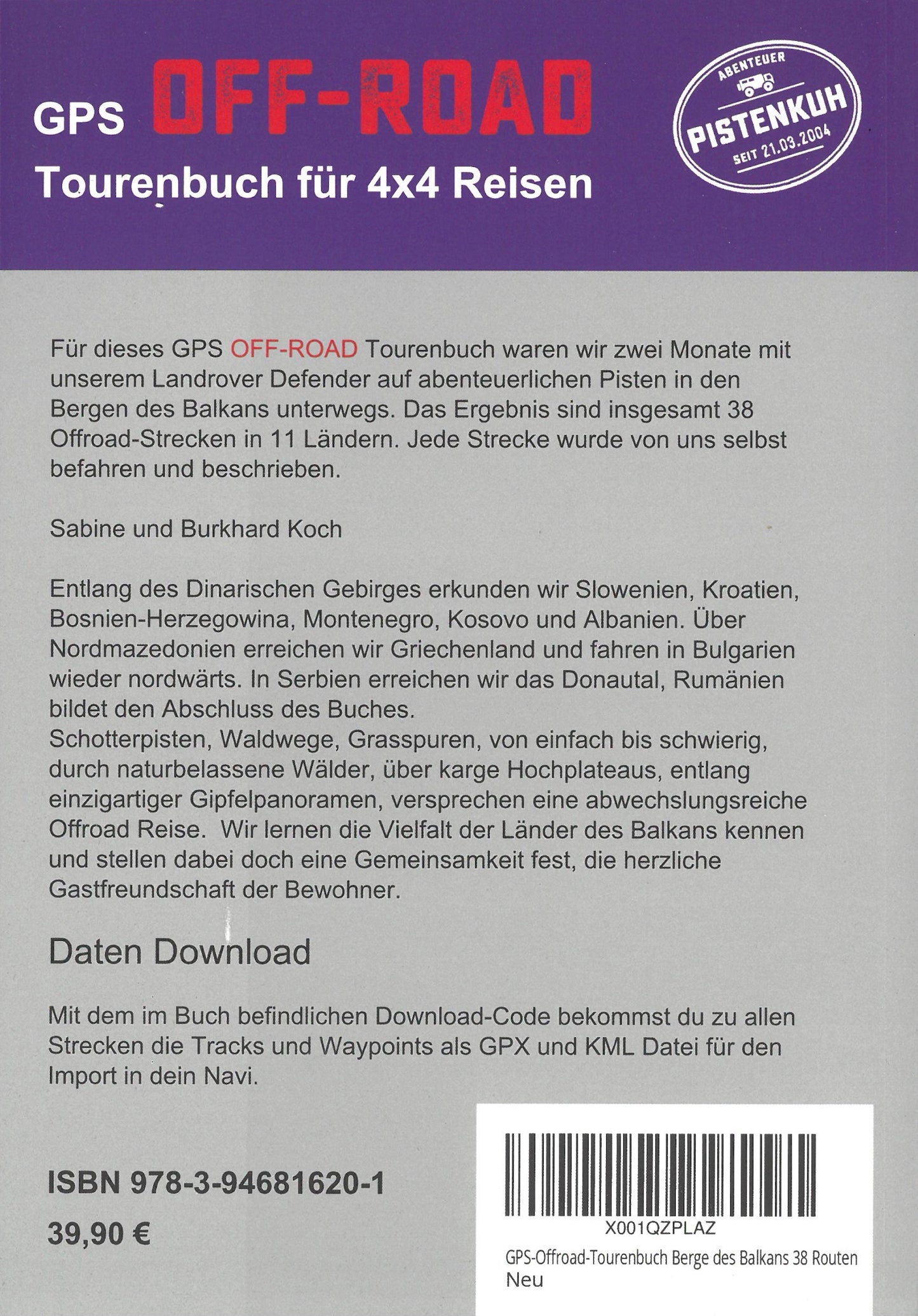 GPS Offroad Tourenbuch Berge des Balkan